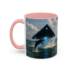 Accent Coffee Mug (11, 15oz), 8 Colors - UFO and Dolphin - Tropics Lifestyle Coffee