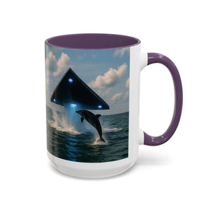 Accent Coffee Mug (11, 15oz), 8 Colors - UFO and Dolphin - Tropics Lifestyle Coffee