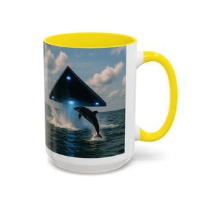 Accent Coffee Mug (11, 15oz), 8 Colors - UFO and Dolphin - Tropics Lifestyle Coffee