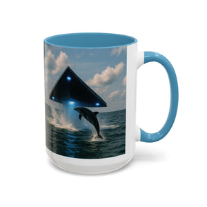Accent Coffee Mug (11, 15oz), 8 Colors - UFO and Dolphin - Tropics Lifestyle Coffee