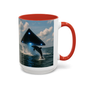 Accent Coffee Mug (11, 15oz), 8 Colors - UFO and Dolphin - Tropics Lifestyle Coffee