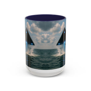 Accent Coffee Mug (11, 15oz), 8 Colors - UFO and Dolphin - Tropics Lifestyle Coffee
