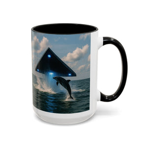 Accent Coffee Mug (11, 15oz), 8 Colors - UFO and Dolphin - Tropics Lifestyle Coffee