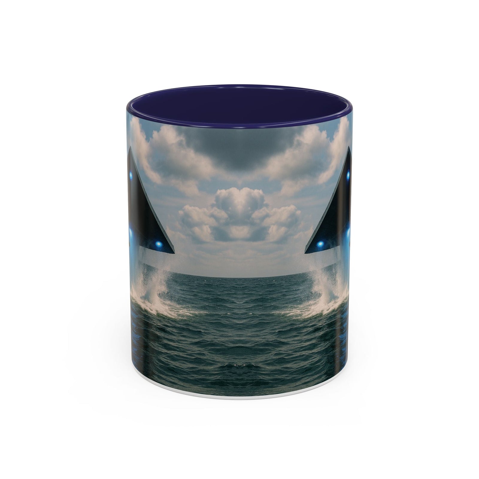 Accent Coffee Mug (11, 15oz), 8 Colors - UFO and Dolphin