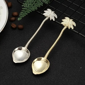Palm Tree Coffee Spoon, Stainless Steel, 4.13" ~ Gold or Silver