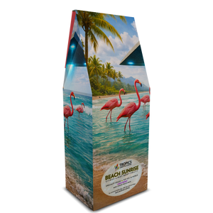 Beach Sunrise Art Box Coffee 12 Oz : UFO & Flamingos - Tropics Lifestyle Coffee