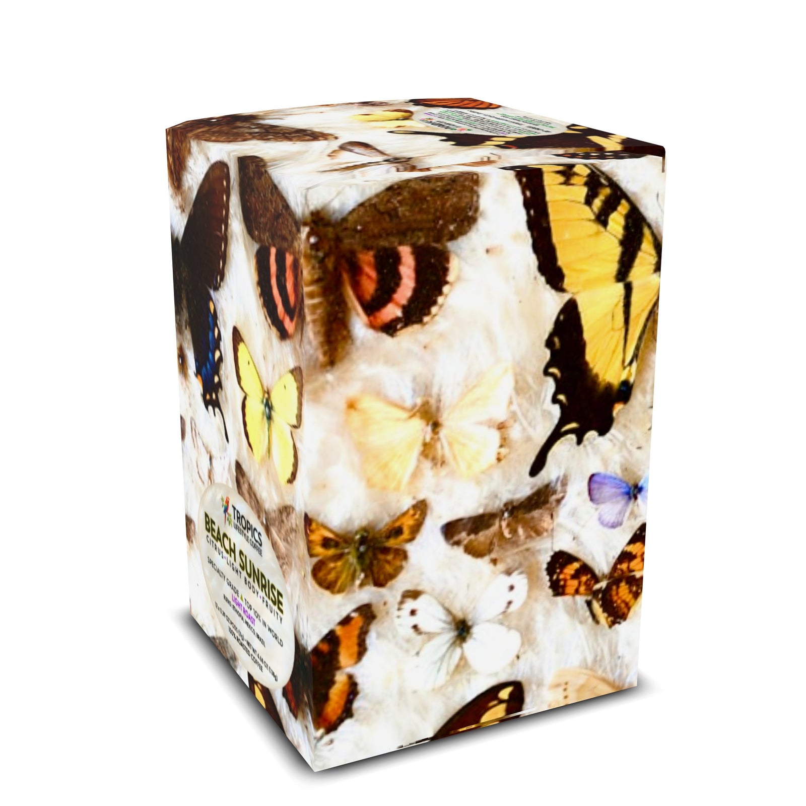 Beach Sunrise Art Box Coffee Pods/12 Pack: Butterfly Beauties - Tropics Lifestyle Coffee