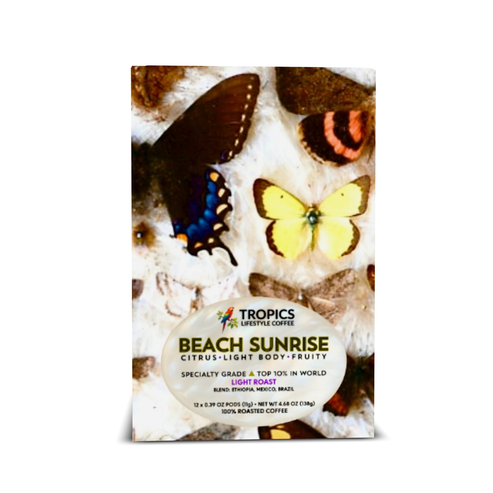 Beach Sunrise Art Box Coffee Pods/12 Pack: Butterfly Beauties - Tropics Lifestyle Coffee