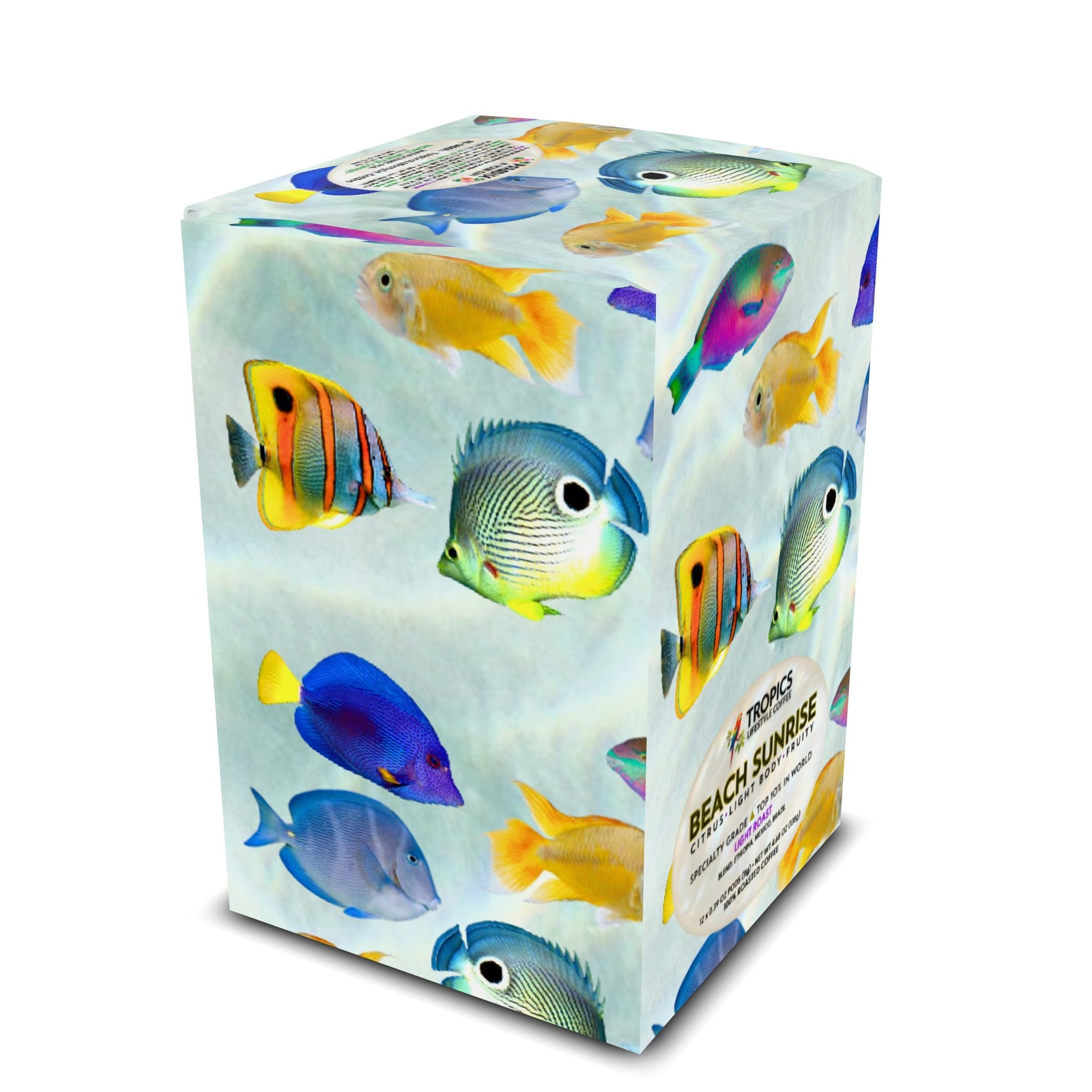 Beach Sunrise Art Box Coffee Pods/12 Pack: School of Fish - Tropics Lifestyle Coffee