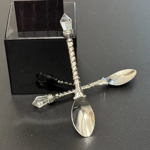 Spiral Twist Regal Spoon With Crystal Topper, 4.7" ~ Gold or Silver