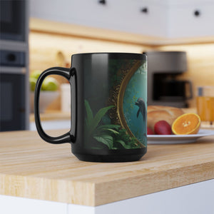 Black Coffee Mug ~ Dolphin Window 15oz - Tropics Lifestyle Coffee
