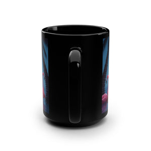 Black Coffee Mug — Moonlit Mermaid on Flamingo Beach 15oz - Tropics Lifestyle Coffee