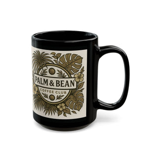 Black Coffee Mug - Palm & Bean Coffee Club - Tropics Lifestyle Coffee