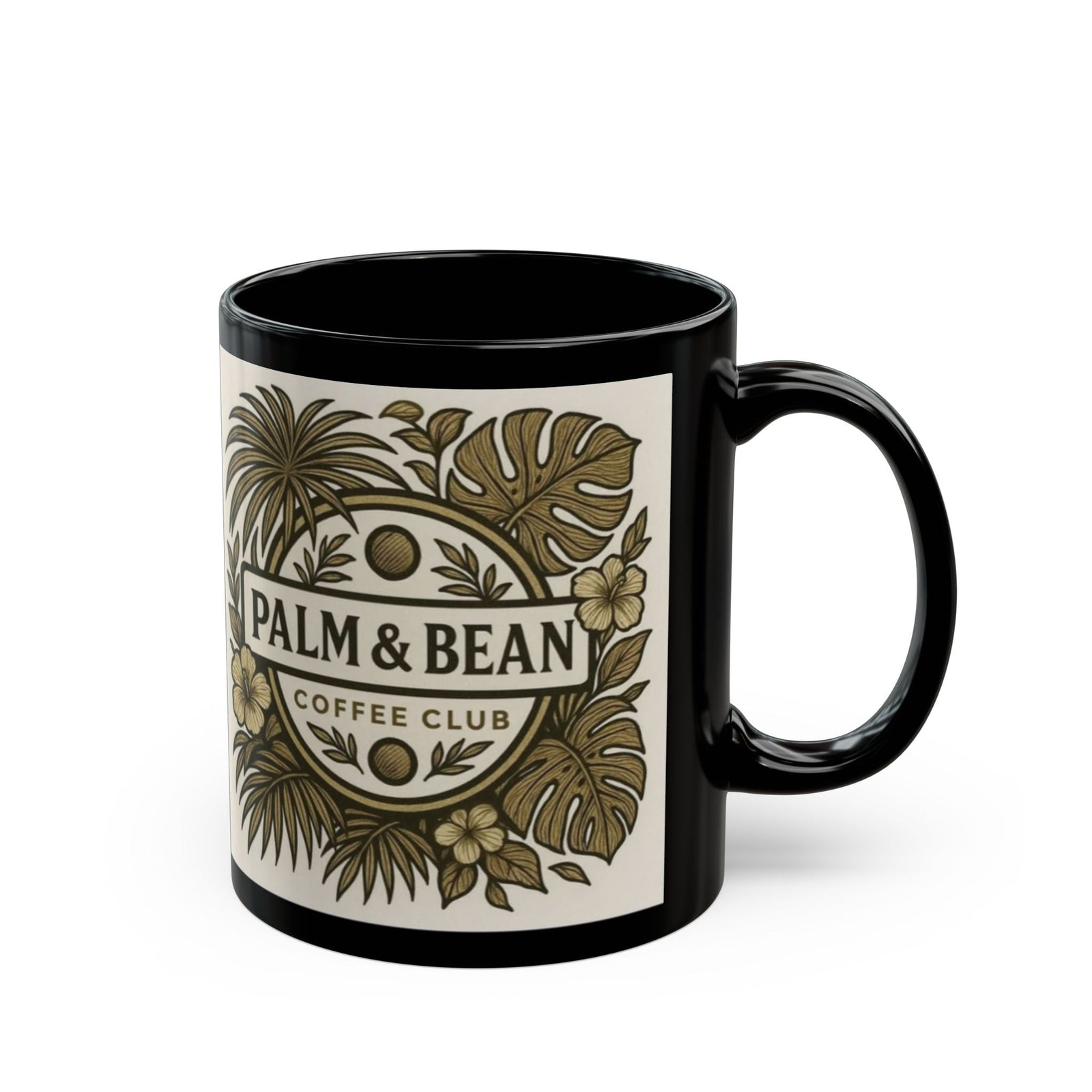 Black Coffee Mug - Palm & Bean Coffee Club - Tropics Lifestyle Coffee
