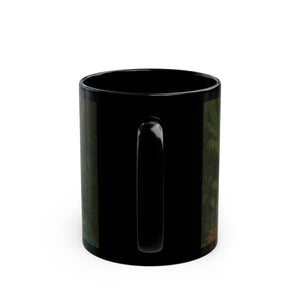 Black Coffee Mug - Puppy Ariel and Peacock - Tropics Lifestyle Coffee
