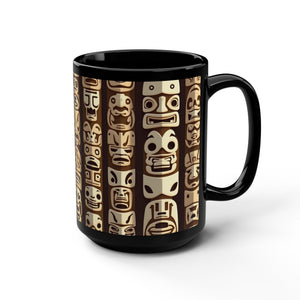 Black Coffee Mug ~ Rainforest Totems 15oz - Tropics Lifestyle Coffee