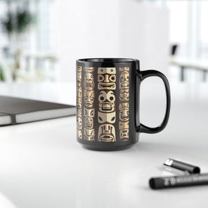 Black Coffee Mug ~ Rainforest Totems 15oz - Tropics Lifestyle Coffee