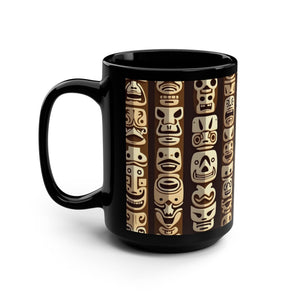 Black Coffee Mug ~ Rainforest Totems 15oz - Tropics Lifestyle Coffee