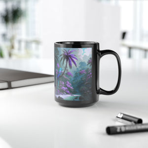 Black Coffee Mug ~ Sleeping Beauty Parrot, Violet 15oz - Tropics Lifestyle Coffee