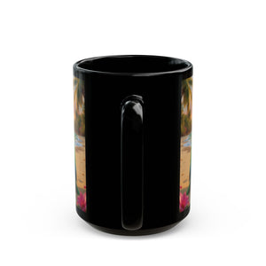 Black Coffee Mug - Tiki the Parrot on the Beach - Tropics Lifestyle Coffee