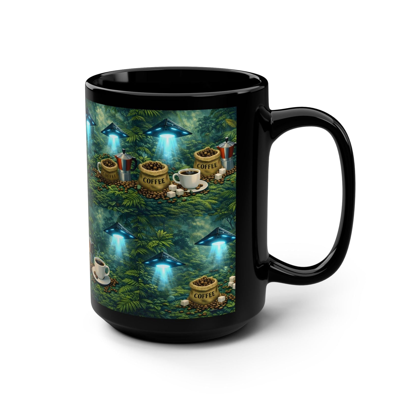 Black Coffee Mug — UFO & Coffee Scene 15oz - Tropics Lifestyle Coffee