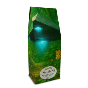 Calm Island DECAF Art Box Coffee, 12 Oz: UFO & Jaguars - Tropics Lifestyle Coffee