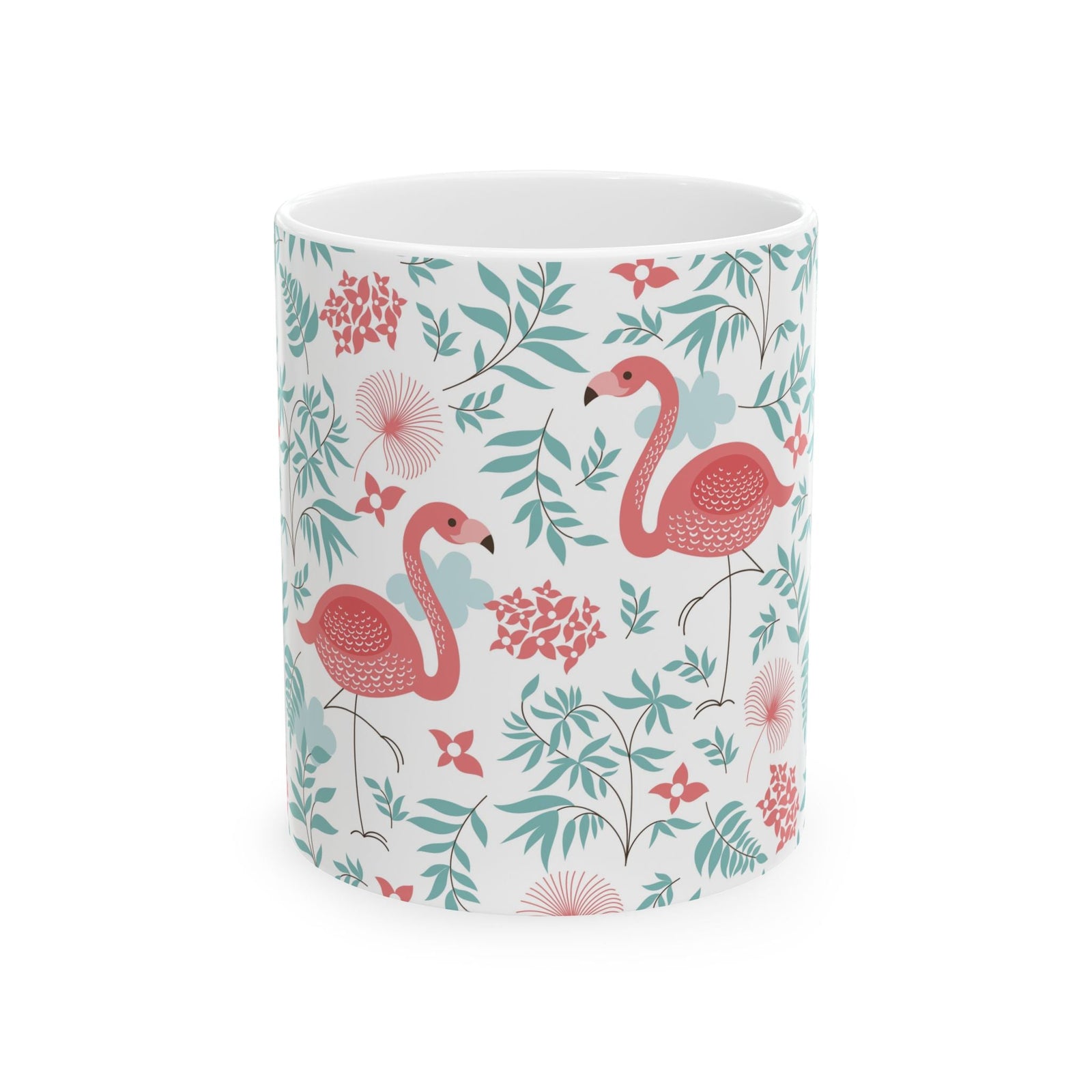 Ceramic White Mug - Happy Flamingos - Tropics Lifestyle Coffee