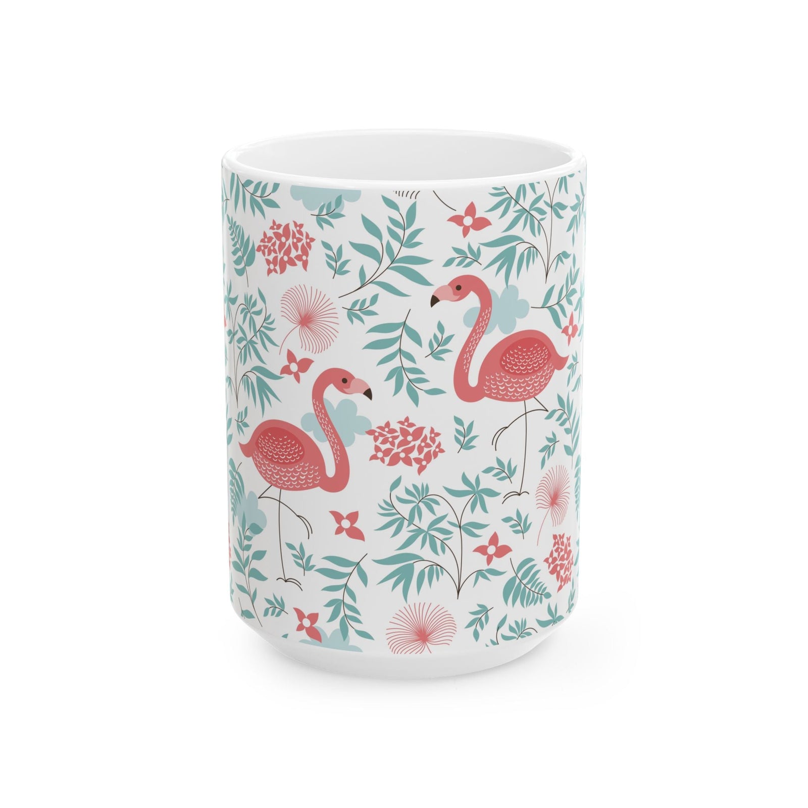 Ceramic White Mug - Happy Flamingos - Tropics Lifestyle Coffee