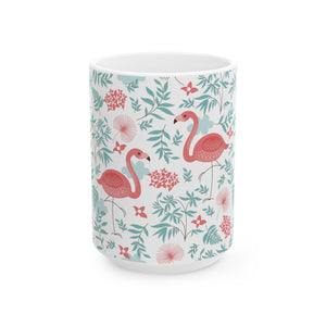 Ceramic White Mug - Happy Flamingos - Tropics Lifestyle Coffee