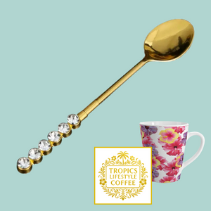 Sparkling Diamond Accent Coffee Spoon, 4.7"