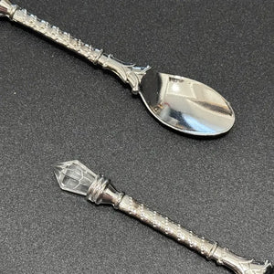 Spiral Twist Regal Spoon With Crystal Topper, 4.7" ~ Gold or Silver