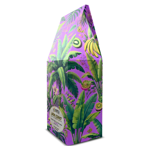 Jade Coast Art Box Coffee 12 Oz: Palms & Bananas, Purple - Tropics Lifestyle Coffee