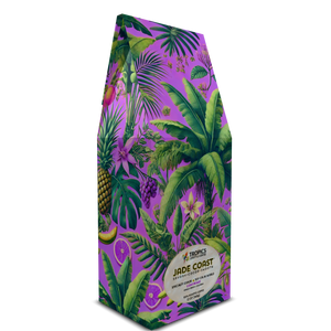 Jade Coast Art Box Coffee 12 Oz: Palms & Bananas, Purple - Tropics Lifestyle Coffee