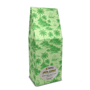 Jade Coast Art Box Coffee 12 Oz: Trip Toile Green - Tropics Lifestyle Coffee