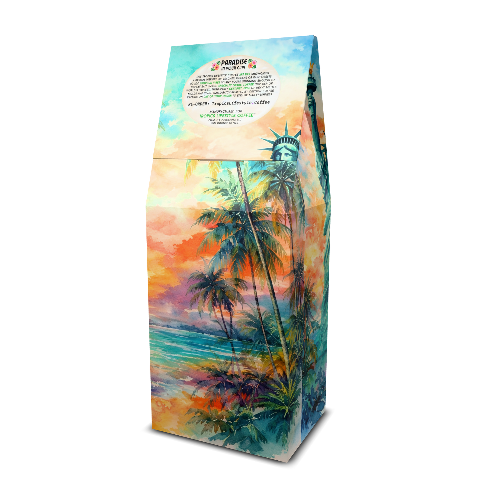 Jade Coast Art Box Coffee 12 Oz: USA 250th Birthday - Tropics Lifestyle Coffee