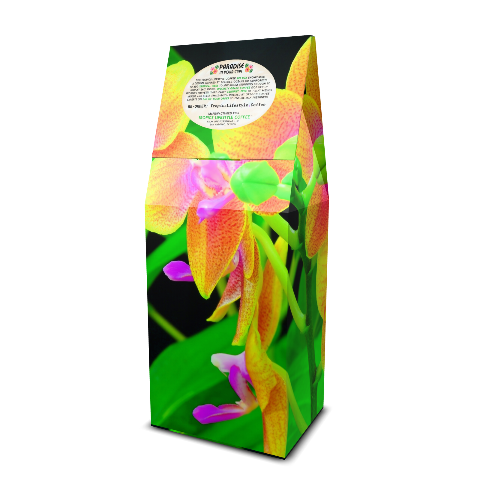Jungle Shroom Art Box Coffee/Mushroom 12 Oz: Fiesta Orchids - Tropics Lifestyle Coffee