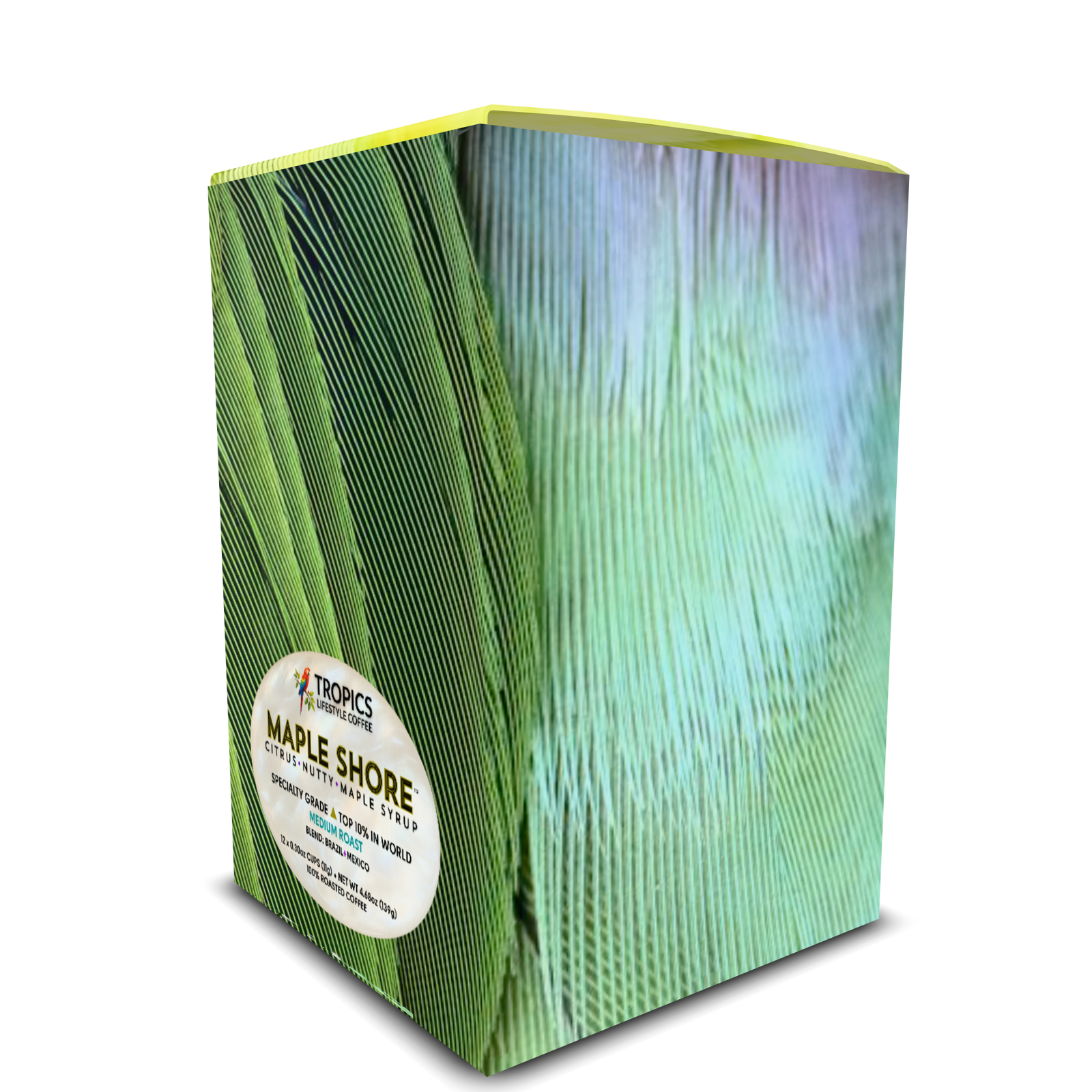Maple Shore Art Box Coffee Pods/12 Pack: Lime Parrot Feathers - Tropics Lifestyle Coffee