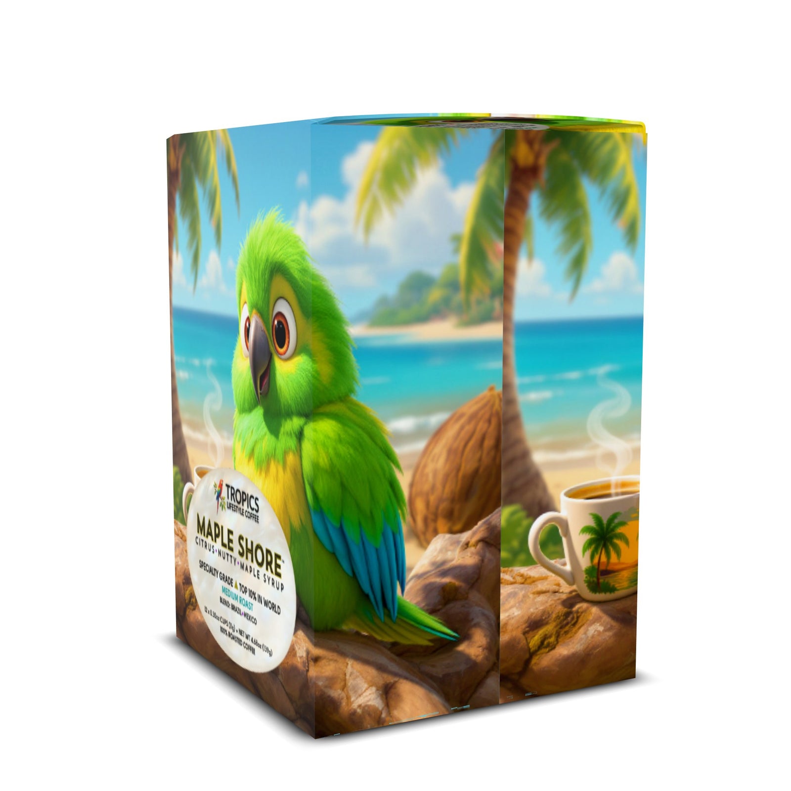 Maple Shore Art Box Coffee Pods/12 Pack: Parrot Lulu - Tropics Lifestyle Coffee
