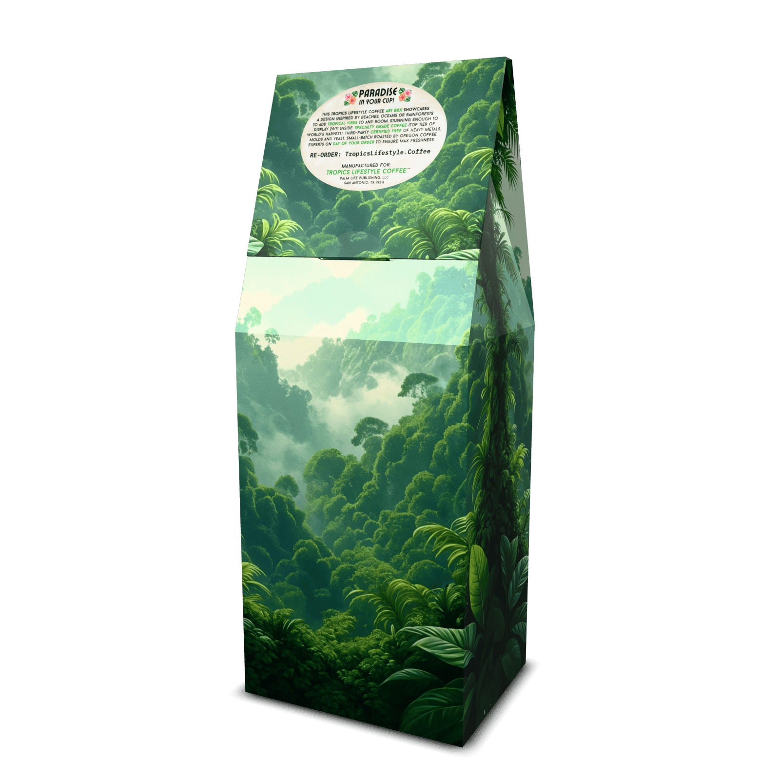 Ocean Breeze Art Box Coffee 12 oz: Misty Valley - Tropics Lifestyle Coffee