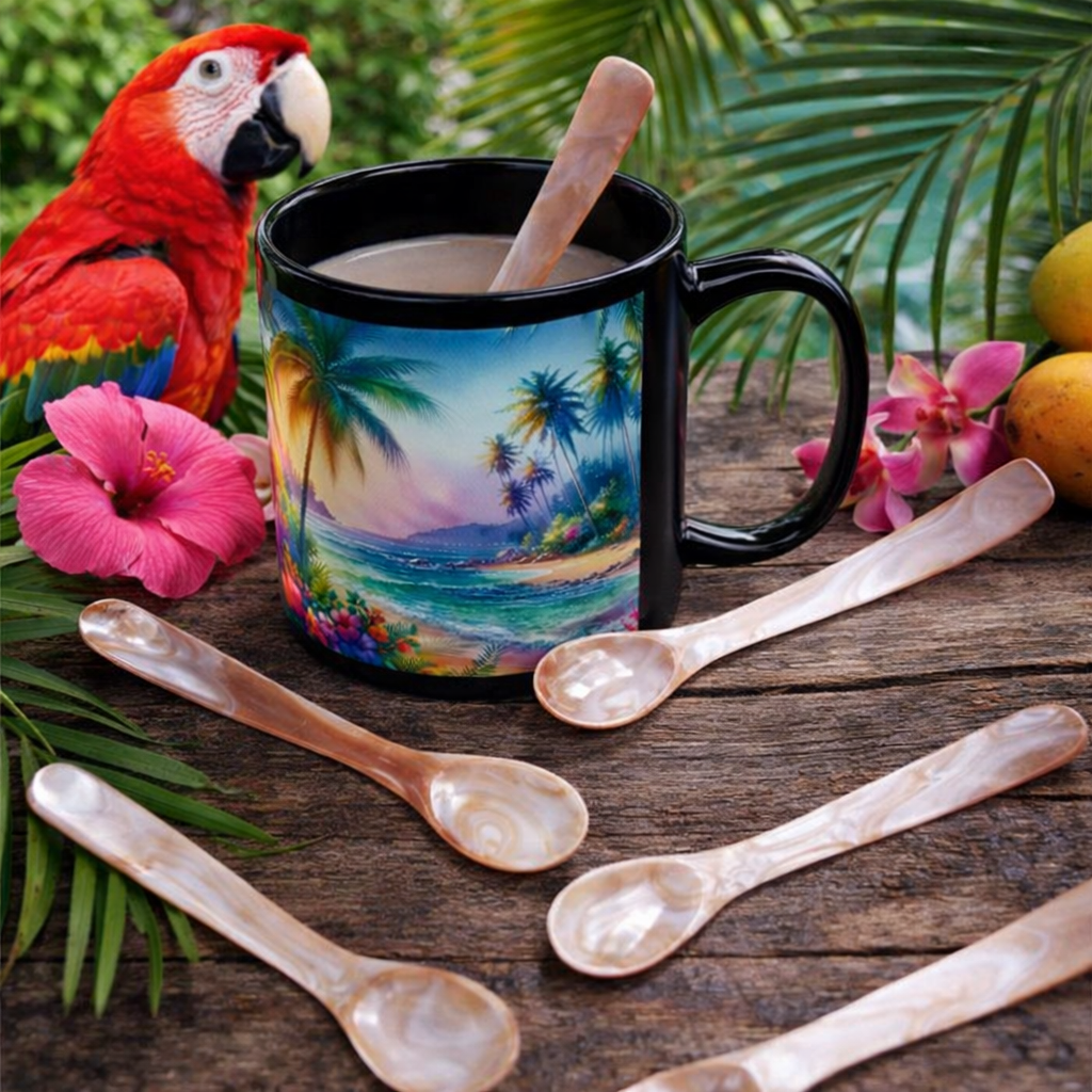 Ocean Pearl Coffee Spoon | Pink Mother of Pearl - Tropics Lifestyle Coffee