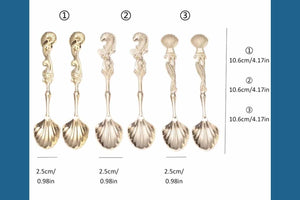 Ocean Shell Coffee Spoons, Set of 6 | Gold or Silver - Tropics Lifestyle Coffee