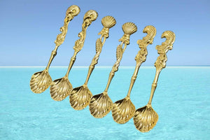 Ocean Shell Coffee Spoons, Set of 6 | Gold or Silver - Tropics Lifestyle Coffee