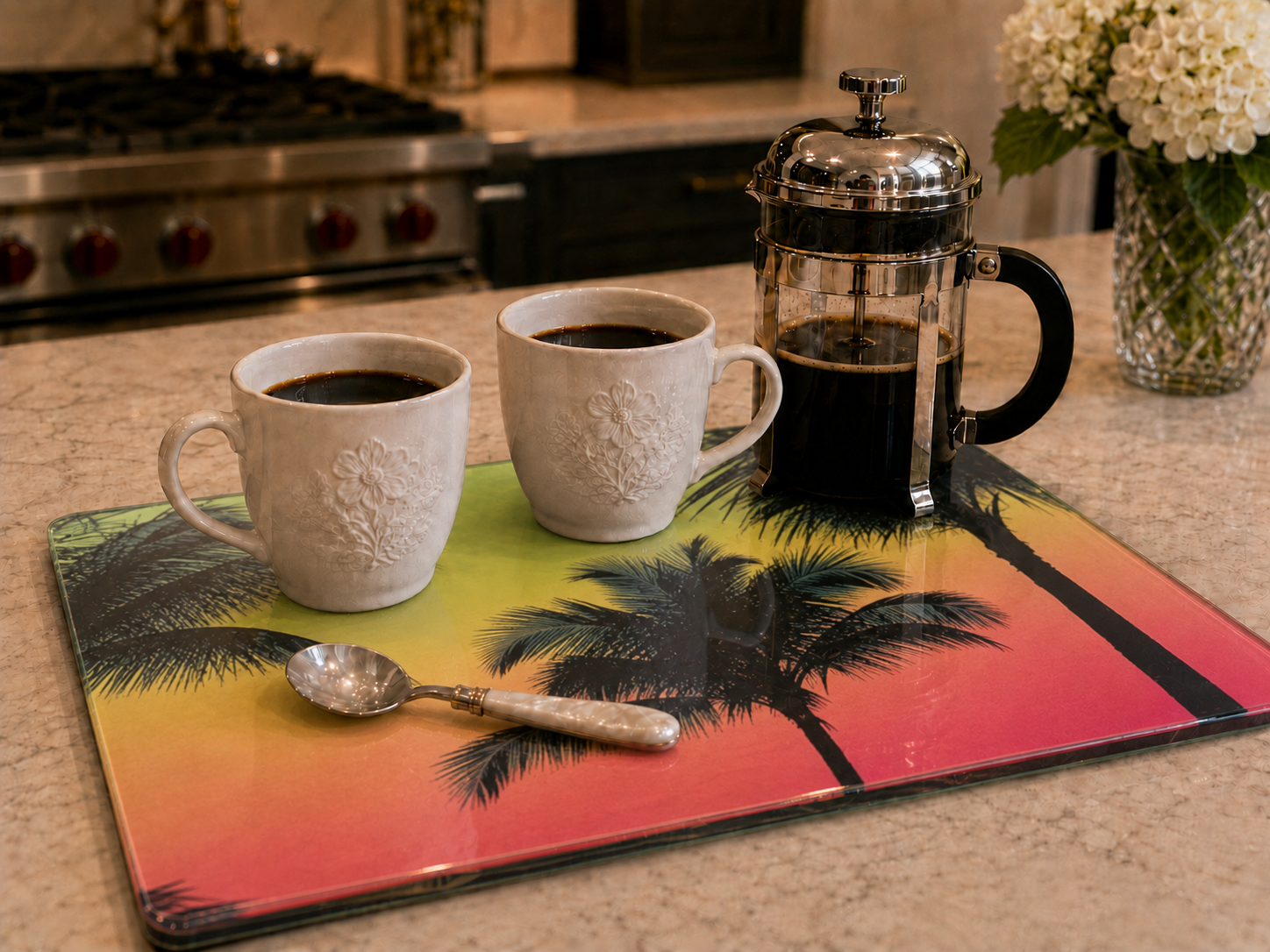 Glass Coffee Station Tray, 2 Sizes – Palm Glow Sangria