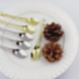 Spiral Twist Regal Spoon With Crystal Topper, 4.7" ~ Gold or Silver