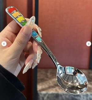 Tropical Paradise Enamel Coffee Spoon, Stainless Steel, 5.5"