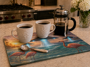 Glass Coffee Station Tray, 2 Sizes – UFOs & Flamingos