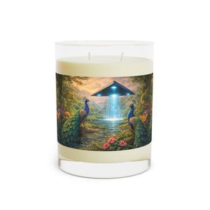 UFOs & Peacocks Scented Candle - 11oz Full Glass, Tropical Decor - Tropics Lifestyle Coffee