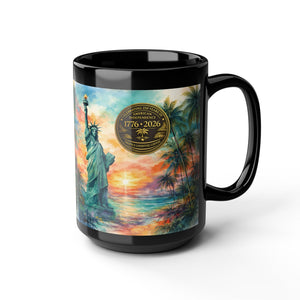 USA 250th Anniversary Coffee Mug ~ Tropical Statue of Liberty, 2 Sizes - Tropics Lifestyle Coffee