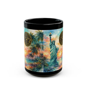 USA 250th Anniversary Coffee Mug ~ Tropical Statue of Liberty, 2 Sizes - Tropics Lifestyle Coffee
