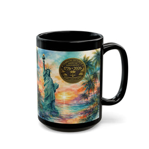 USA 250th Anniversary Coffee Mug ~ Tropical Statue of Liberty, 2 Sizes - Tropics Lifestyle Coffee